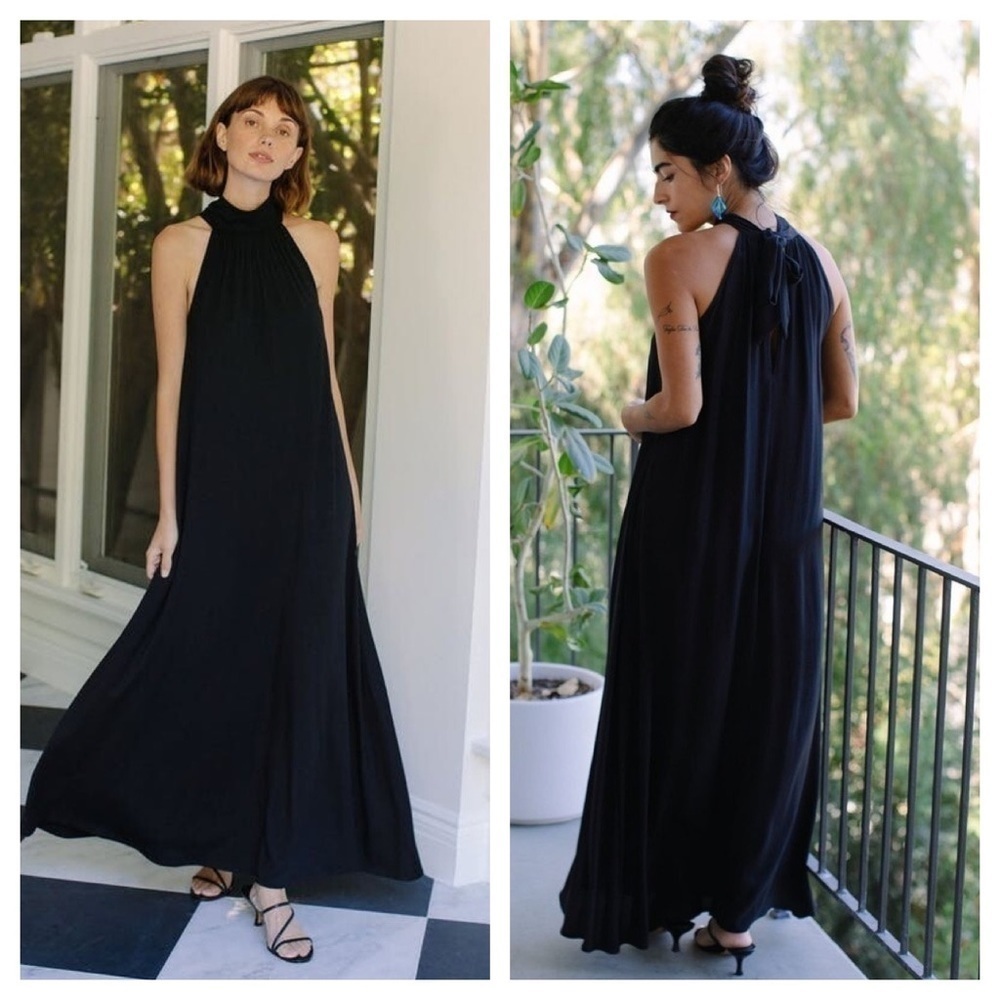 - Rachel pally / lotus crepe maxi dress tie back halter small s